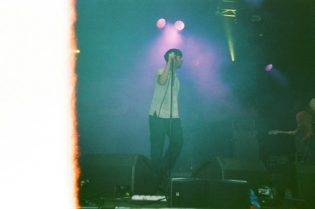 Singer singing on stage