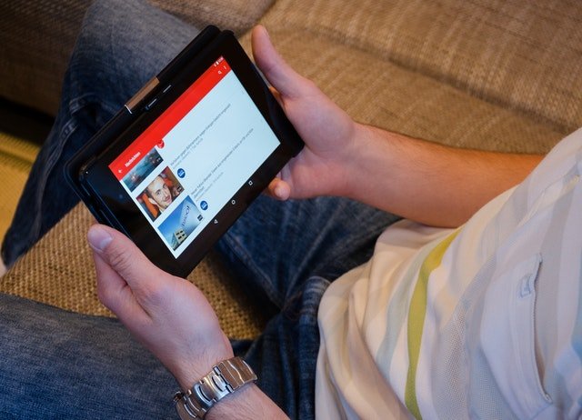 man watching youtube