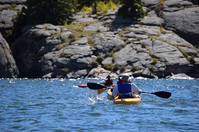 People in An Inflatable Fishing Kayak