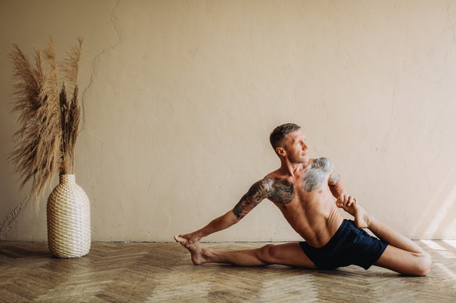 a guy doing yoga