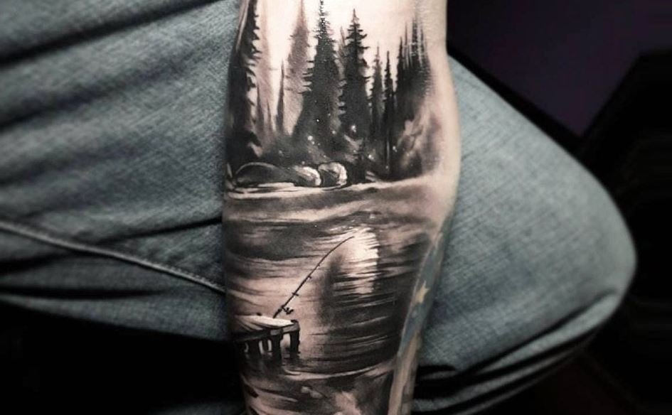 Mountain Reflection Leg Tattoo - wide 5