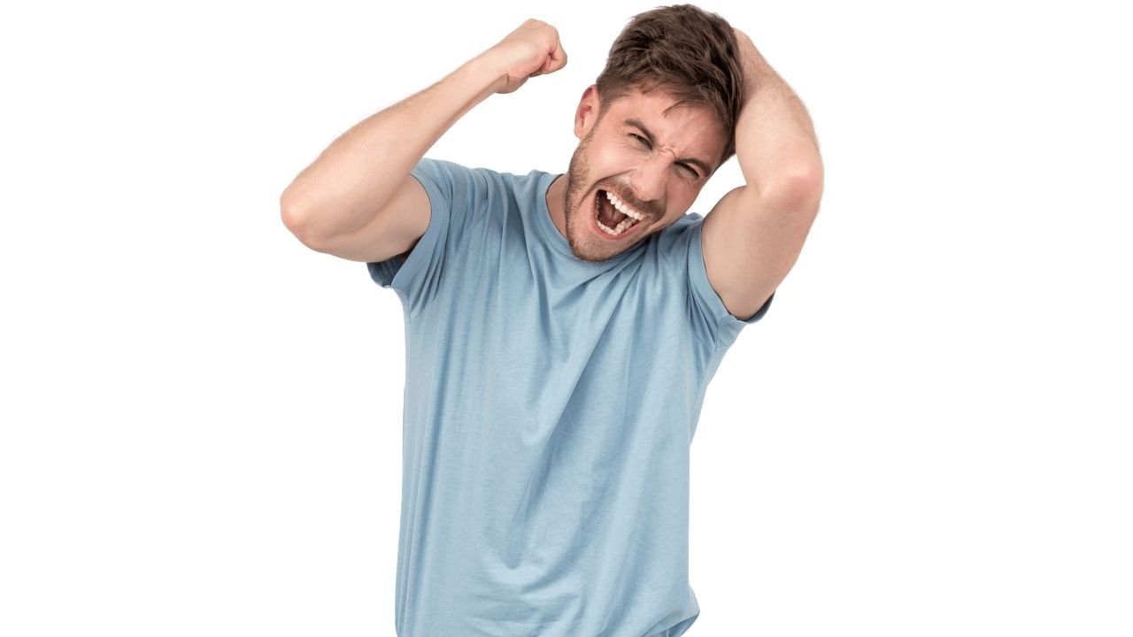 A man showing emotions