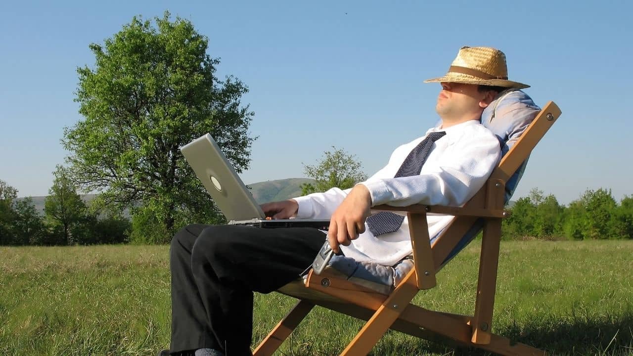 A guy taking break from work