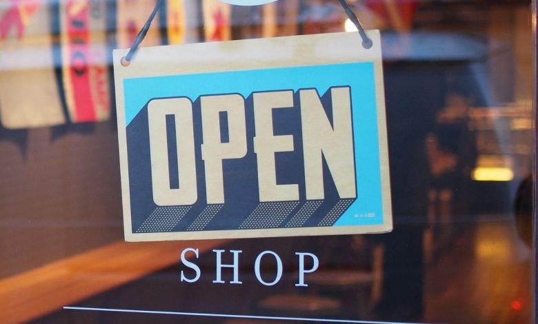 Retail store open shop sign