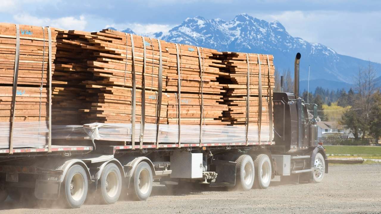 truck carrying lumber