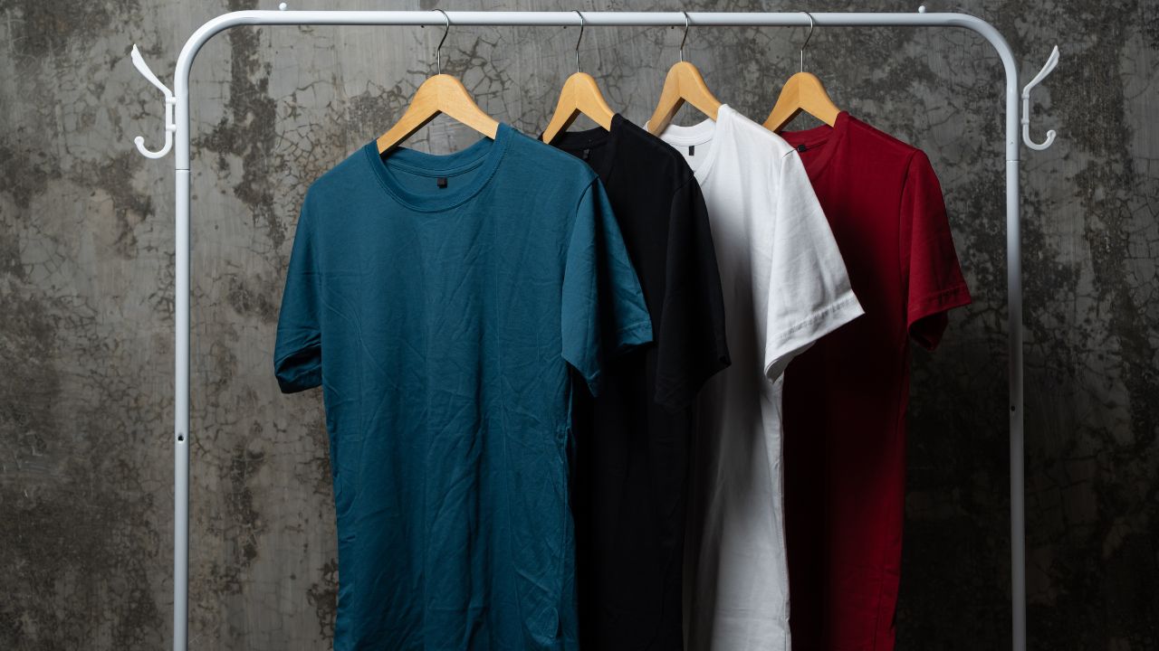 T-shirts hanging on a hanger