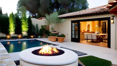 Mediterranean-Style Home Courtyard With A Pizza Oven