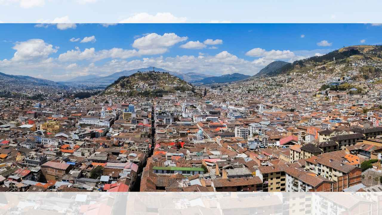 Panoramic view of Quito, Ecuador, a beautiful place to visit and discover South American culture on a budget