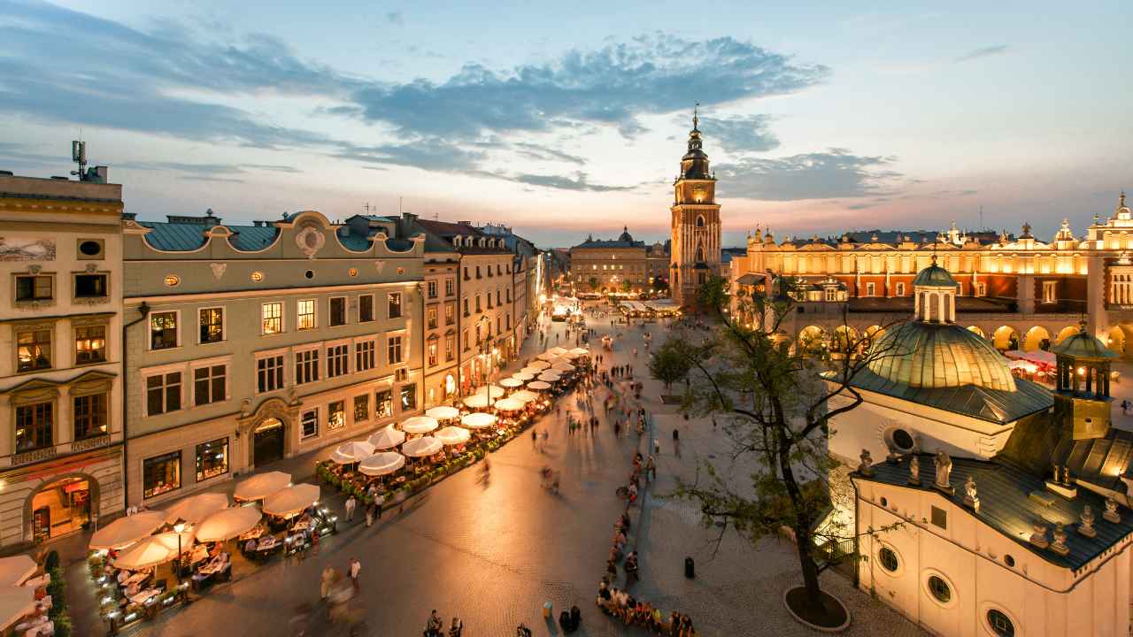 View of the medieval streets of Krakow, Poland, a place where history and affordability meet