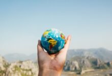 a globe in hands on a person