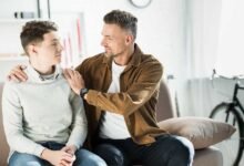 Teenager with his father