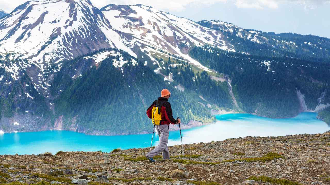 A man hiking in Canada